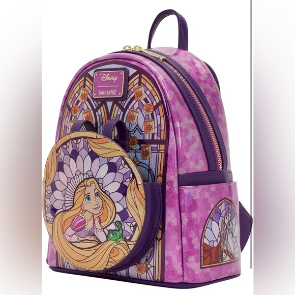 Loungefly Disney Princess Stained Glass Rapunzel Tangled Backpack and Ears NWT - Picture 9 of 10